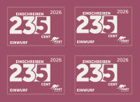 4er Briefmarkenblock "Einschreiben - Einwurf 2,35...