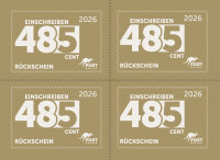 4er Briefmarkenblock "Einschreiben - R&uuml;ckschein...